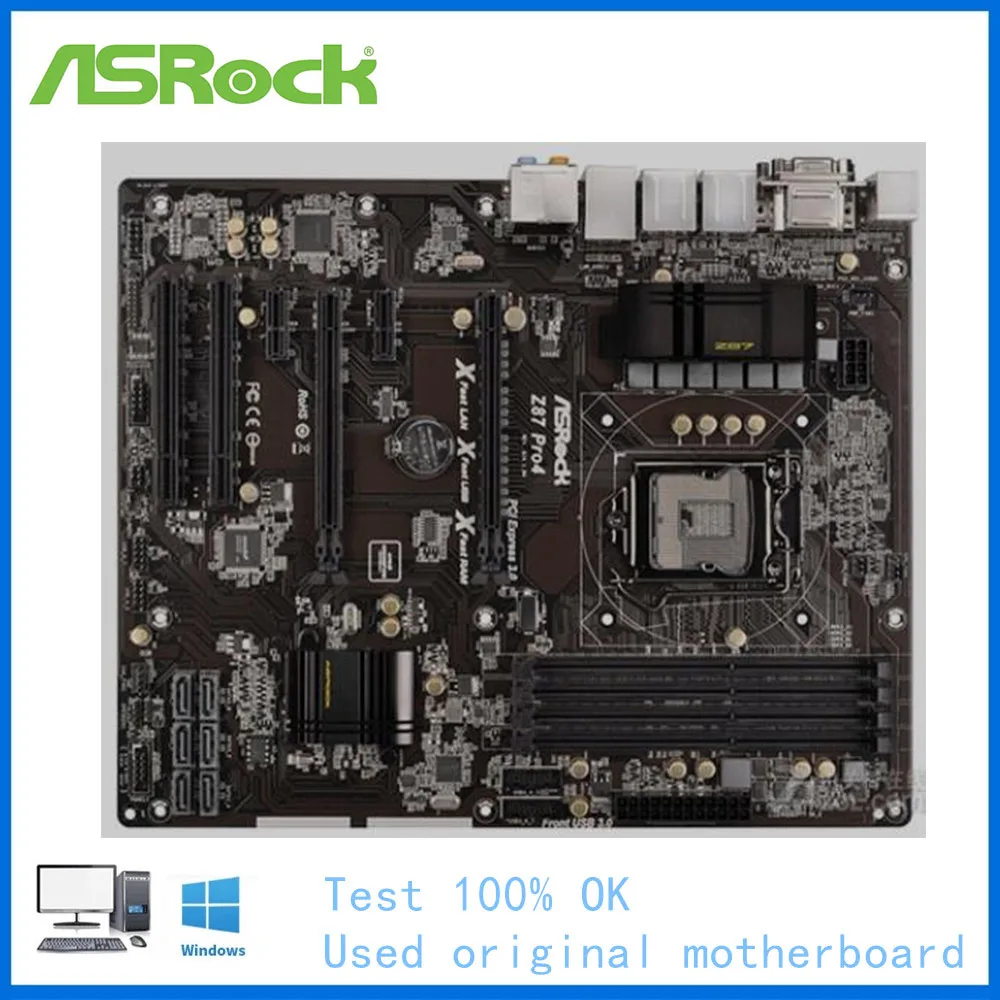 

For ASRock Z87 Pro4 Computer USB3.0 SATAIII Motherboard LGA 1150 DDR3 Z87 Desktop Mainboard Used