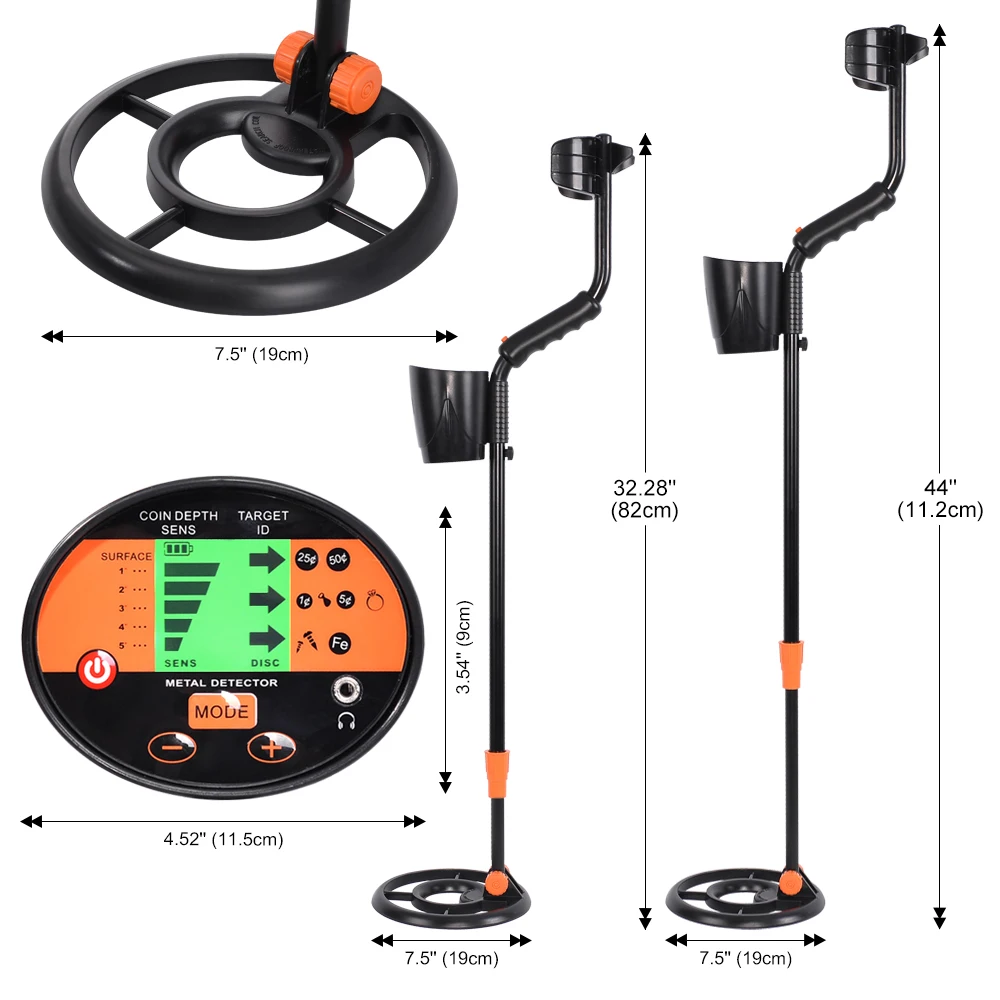 Imagem -03 - Detector de Metais Subterrâneo Detector de Ouro Md4030p Comprimento de Metal Ajustável Caçador de Tesouros Detector Portátil Md3060