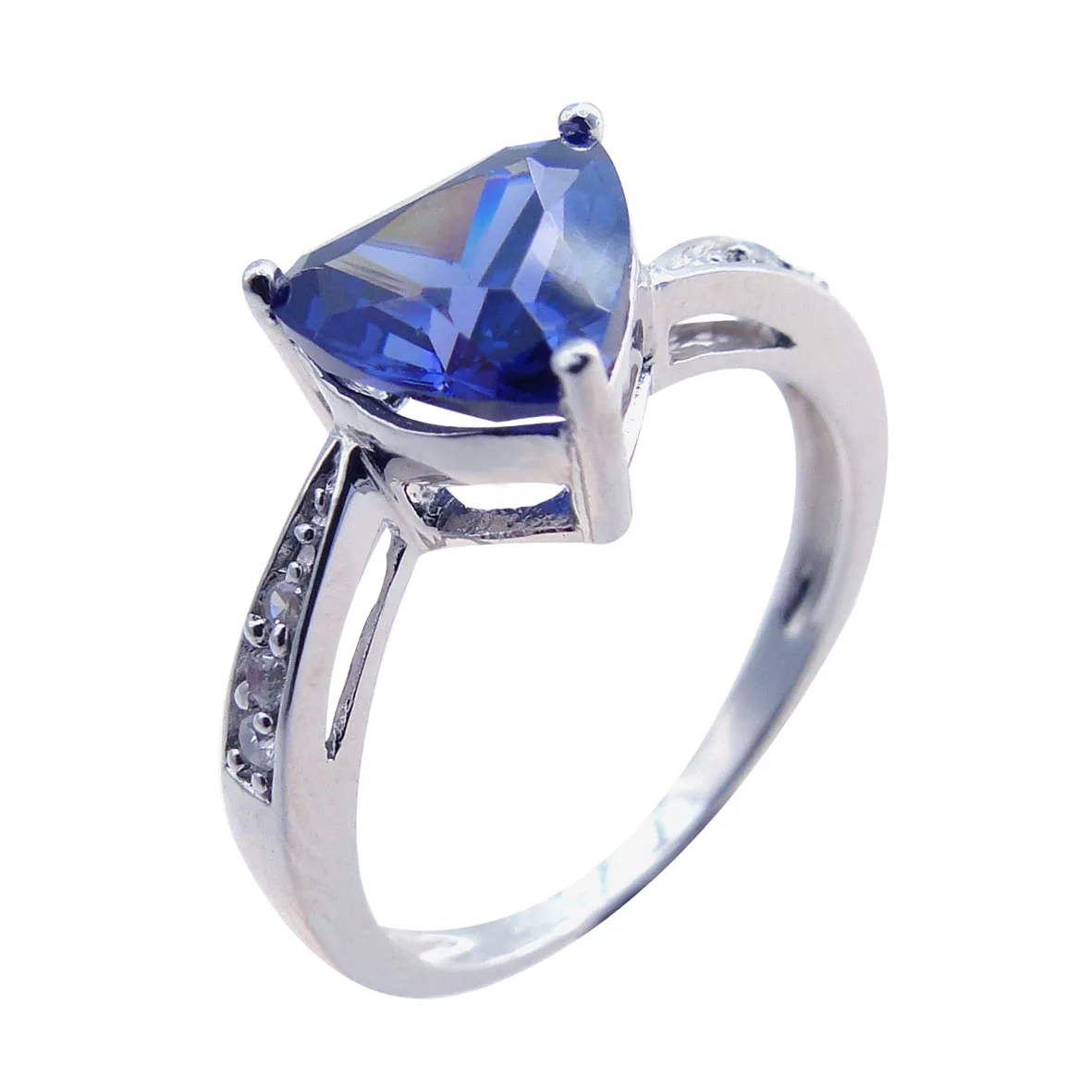 Tanzanite Ring with White Topaz in Brass