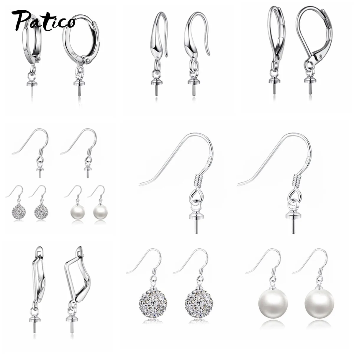 Latest Fashion 10Pcs Genuine S925 Sterling Silver Ear Hook Ear Ring Ear Clip For Women Top Quality Party Jewelry Charm Gift