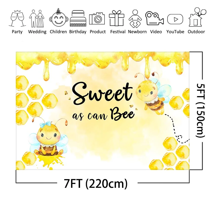 Fondo de abeja dulce como puede, decoración de panal, pancarta de fiesta, temática del Día de las abejas, fiesta de cumpleaños, Baby Shower, fotografía
