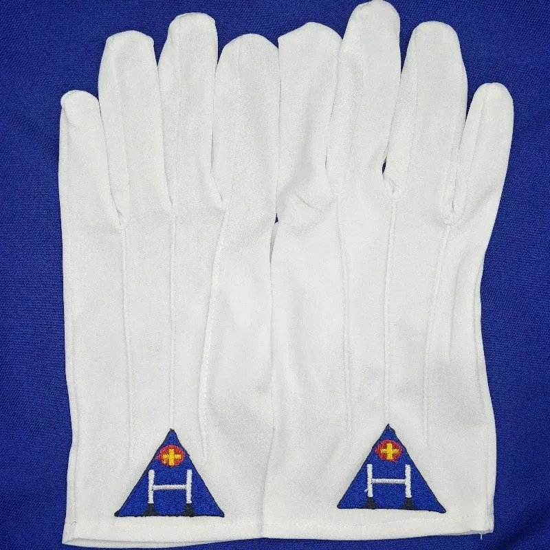 A pair of Masonic clothing accessories in cotton polyester white Masonic Masonic gloves with the best-selling logo apron collar