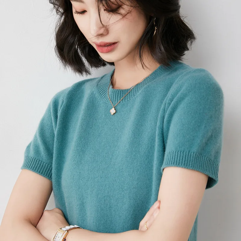 

MRMT 2024 Brand New Women's Thin Knit Short Sleeved Loose Tshirt Women's Inner Bottoming Shirt Short Top Women