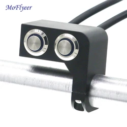 MoFlyeer interruptor de manillar de motocicleta, botón Manual y de retorno automático, lámpara de luz LED, interruptor de Control, 22mm