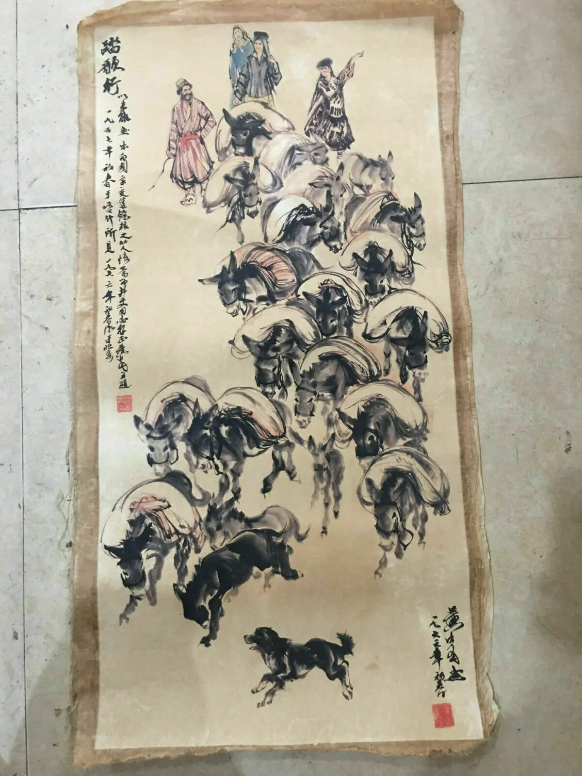 

China Old Scroll HuangZhou's Treading Song Painting Slice