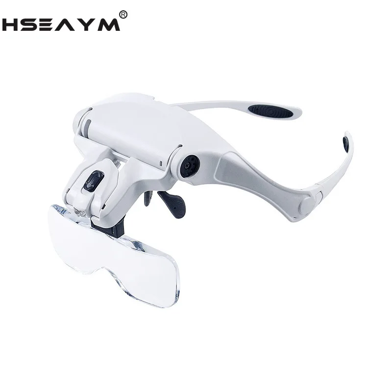 

LED Lamp Desktop Wearing Headband Magnifier Repair Magnifier Magnifying Glass Loupe Reading Repair Appreciation