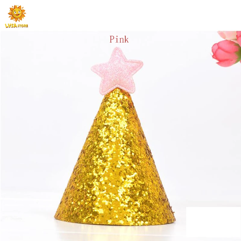 Waterproof Solid Anti Extrusion No Deformation Shiny Gold Birthday Hat Star Mini DIY Korean Cap Bright Golden Party Headgear