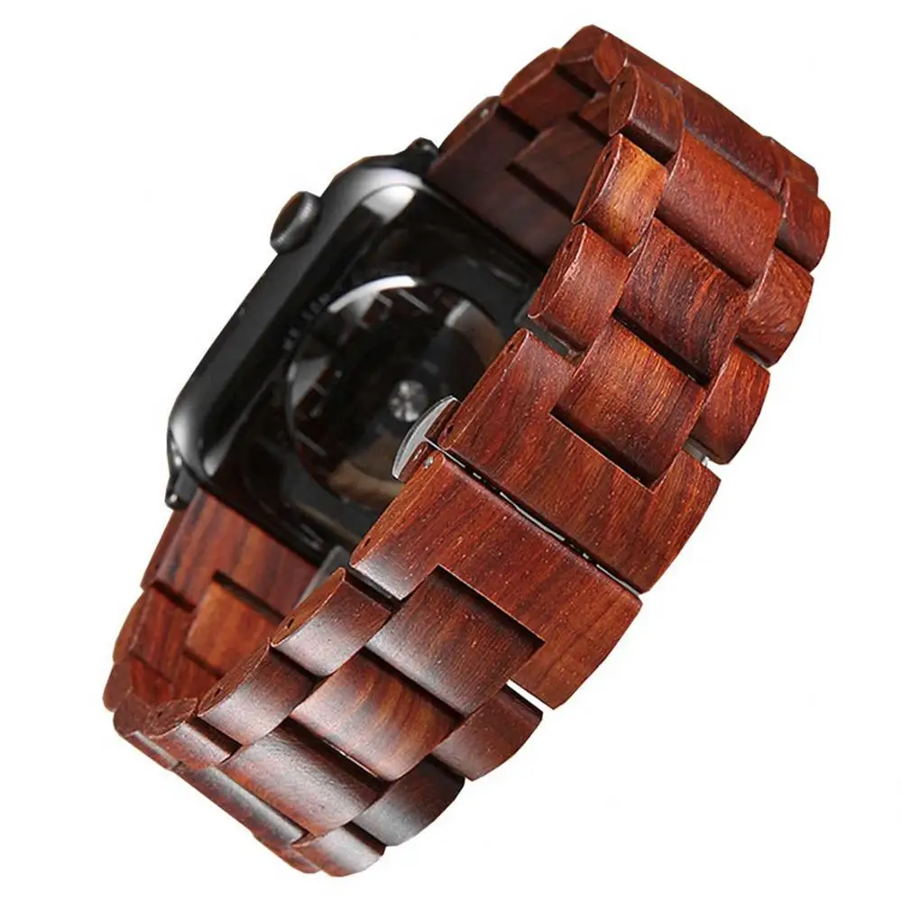 Wooden strap for Apple watch band 44mm 40mm iWatch band 42mm 38mm Metal Butterfly clasp bracelet Apple watch series 6 5 4 3 se