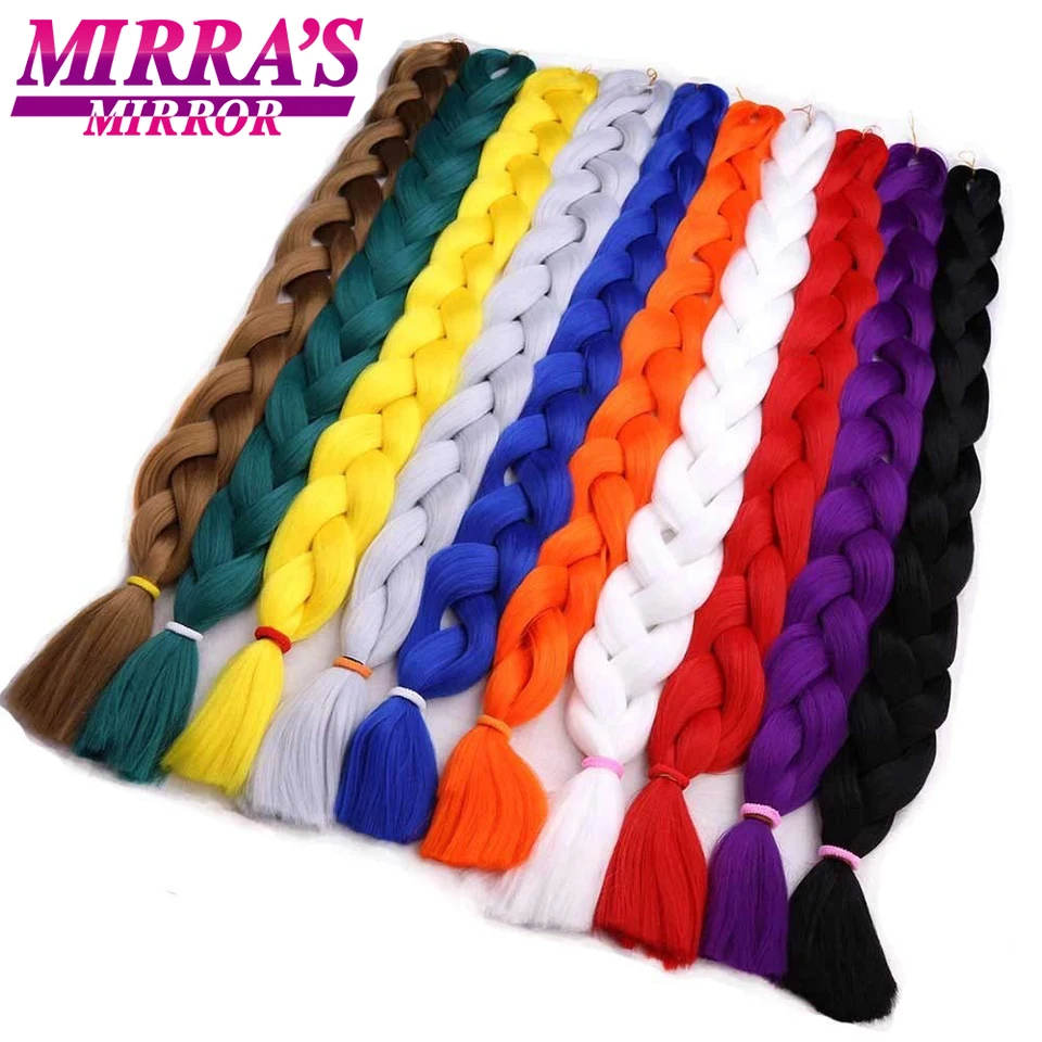 Extensiones de cabello para trenzas jumbo de 82 pulgadas, color puro, sintéticas, ombre, para caja de trenzas, venta al por mayor, espejo de Mirra 4