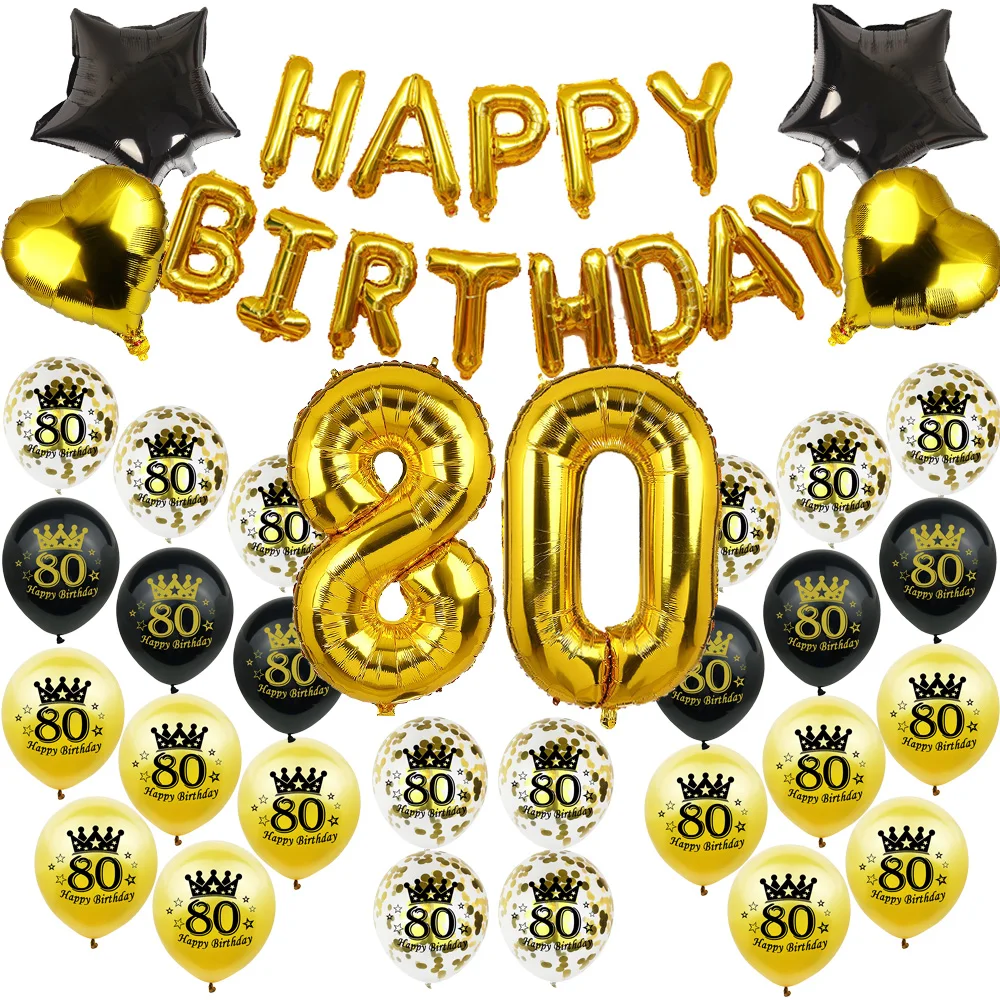 Amawill 80th Birthday Decoration Balloons Kit Gold Silver 80 Years Old Party Supplies Number 80 Man Woman Happy Birthday Decor