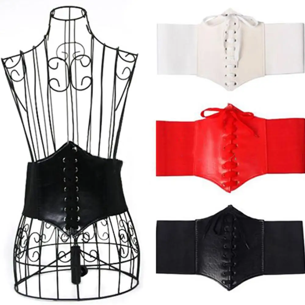 

Fashion Faux Leather Belt Women Wide Waist Waistband Belt Corset Waspie Cummerbund Waist Belt Shapewear Fajas Body Shaper Fajas