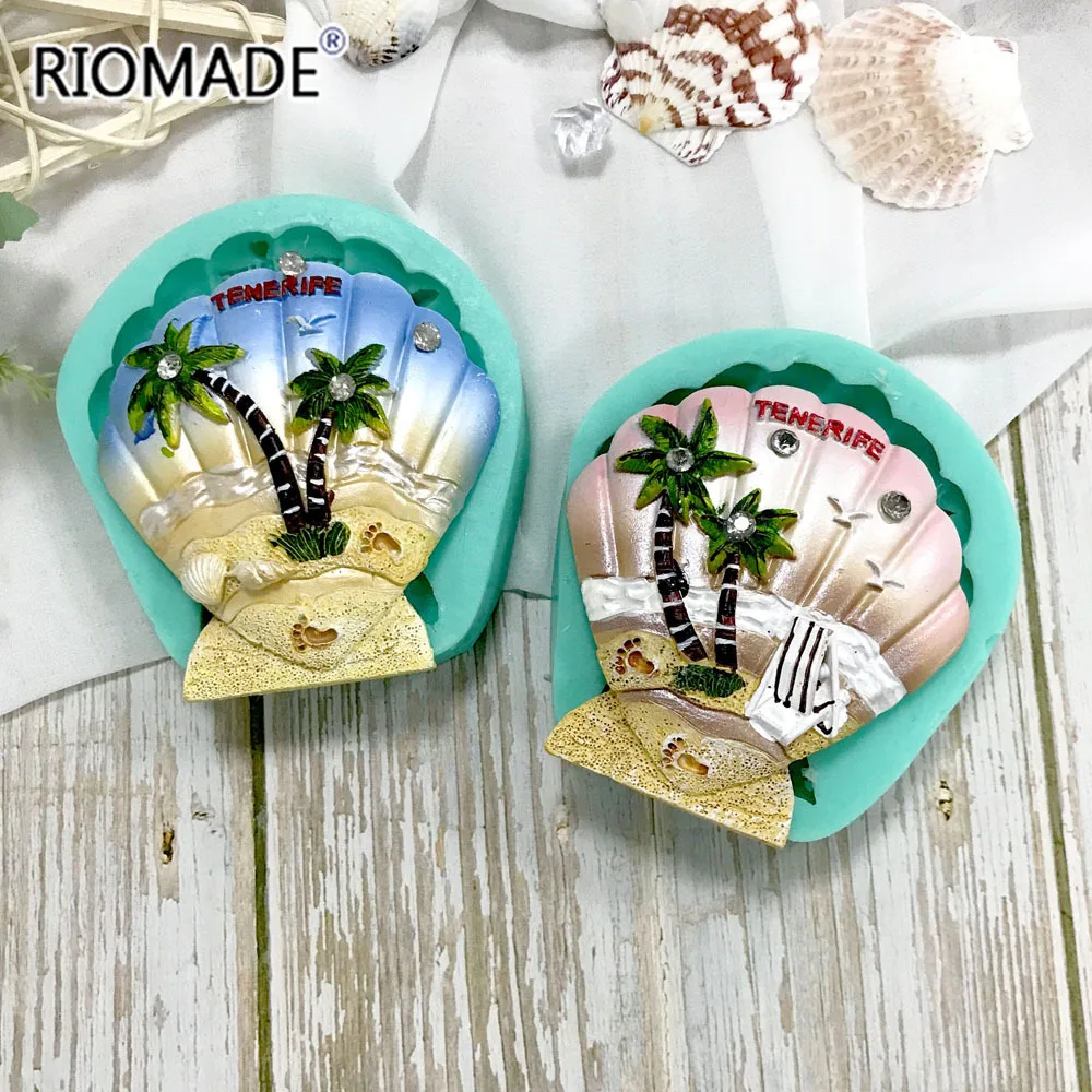 Shell Silicone Mold Tropical Beach Landscape Coconut Tree Sailboat Styles Fondant Cake Decorating Tools Dessert Chocolate Mould