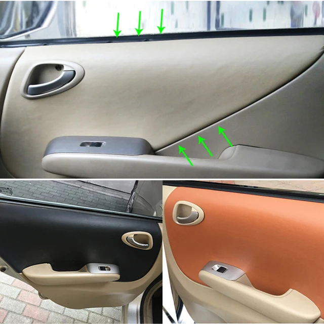 Miękka skóra Panel drzwi pokrywa dla Honda Jazz/Fit Sedan 2004 2005 2006 2007 samochodów stylizacji podłokietnik drzwi Panel naklejka na pokrywę wykończenia