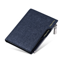 Slim Purse Men Wallet Luxury Business Wallet Canvas Small Male Mini Card Holder Coin Bag Portable Driver's License Zipper