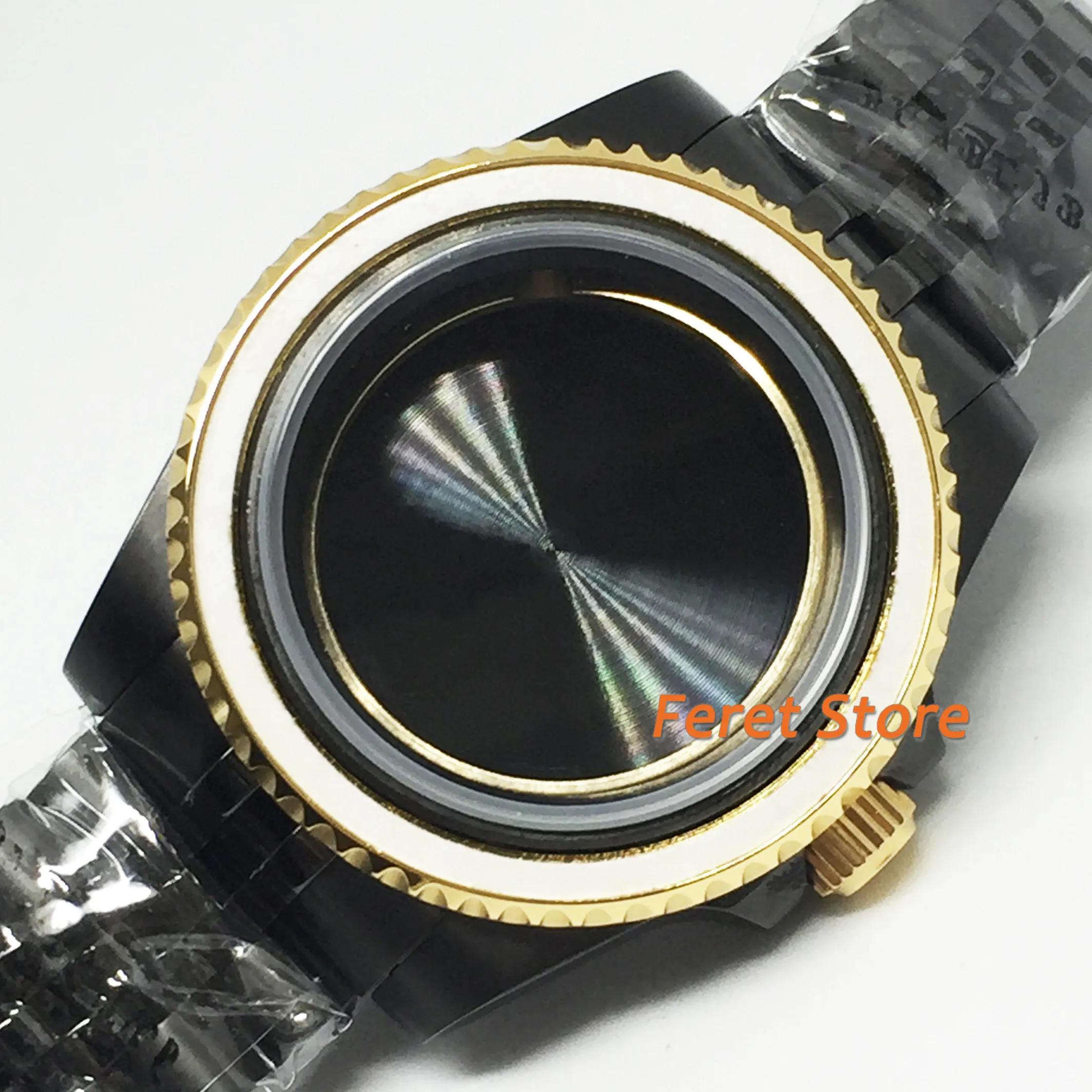 

40mm black watch case sapphire glass date Jubilee stainless case fit ETA2836 Miyota 82 series Mingzhu DG 2813 3804 movement