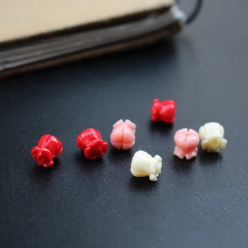 DIY 쥬얼리 제작용 미니 사랑스러운 릴리 밸리 플라워 비즈, 3D 인공 산호 비즈, 멀티 컬러 루즈 비즈, 20 개, 6mm