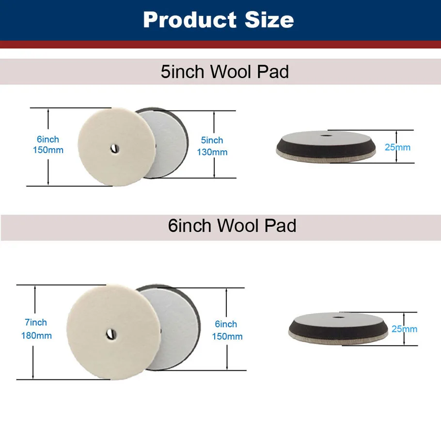 Cdwts 3/4/5/6 Inch Japan Wol Polish Pad Voor Da Ro Auto Polijstmachine Polijsten Lade 75mm100mm125mm150mm Snijden pad Auto Schoon Product