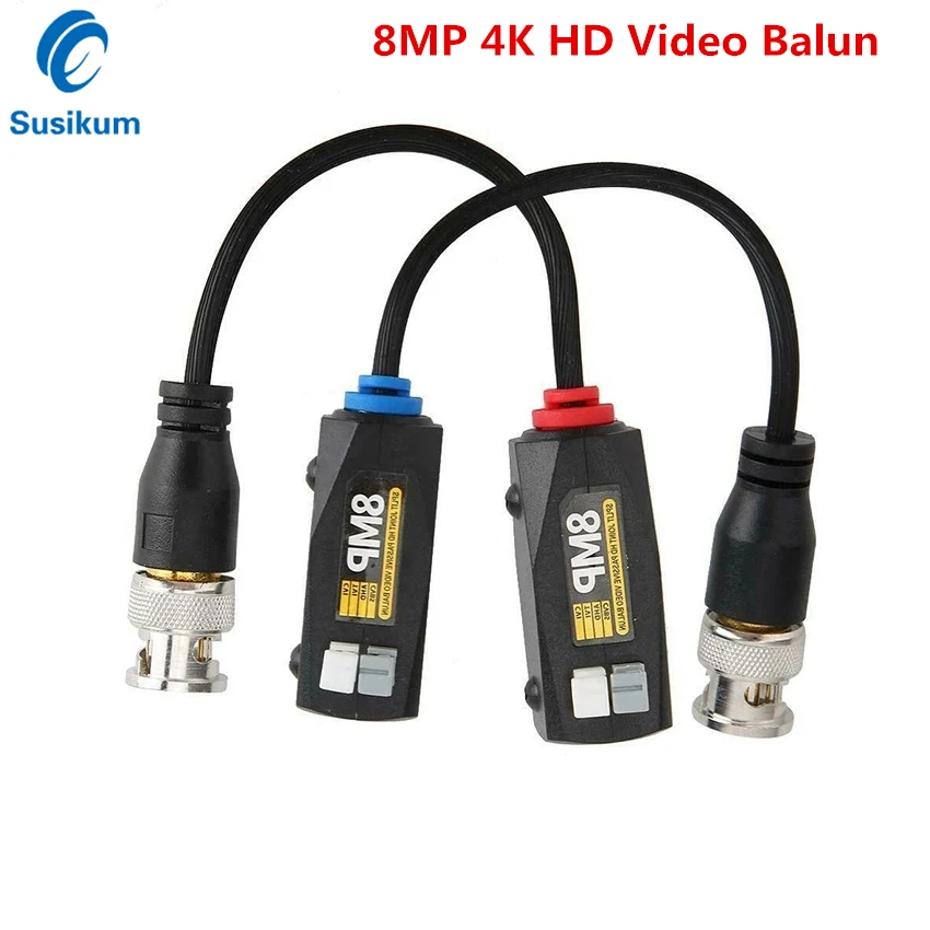 8MP BNC Video Balun Konektörü İletim Bükümlü Çift Verici Cctv Kablo Desteği HD 8MP AHD/CVI/TVI Kamera