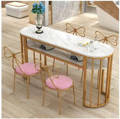 New nail table single double simple modern nail table round double-layer table economical nail table and chair set