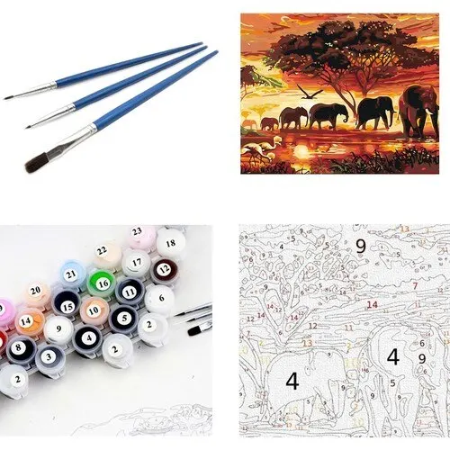 

Tabdiko Sayılarla Painting Set Clades Elephants Theme Hobby 40x50 cm