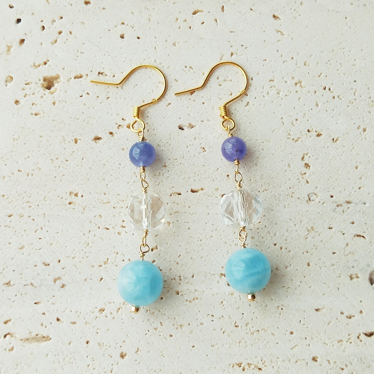 

Lii Ji Real Gemstone 925 Sterling Silver Drop EarringsTanzanite Aquamarine Quartz Earring Women Jewelry Gift