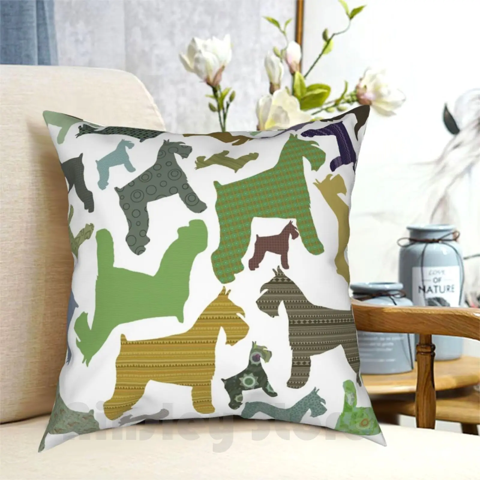 Schnauzer Pattern Pillow Case Printed Home Soft Throw Pillow Schnauzer Pattern Dog Dogs Terrier Miniature Schnauzer