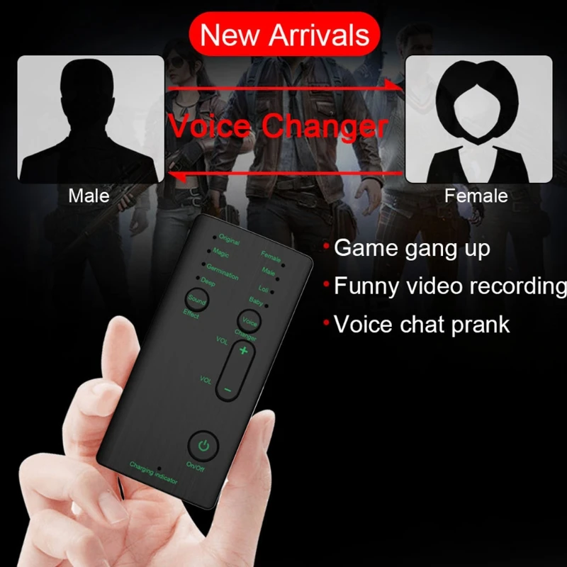 Portable Voice Changer Sound Card 7 Different Voice Modifiers Voice Disguiser Handheld Modulator Device Mobile Phone PC