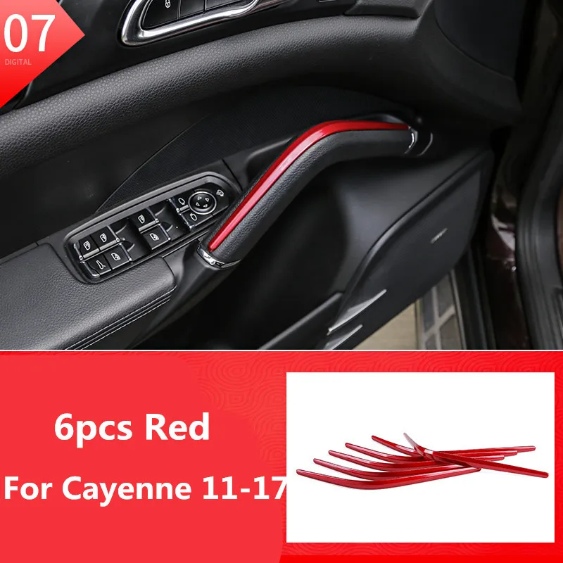 6pcs Car Interior Decoration Door Handle Sticker Moulding Trim for Porsche Cayenne 2011 2012 2013 2014 2015 2016 2017 Styling