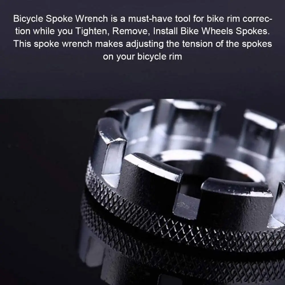 Bike Spoke Wrench, 8 Way Bicycle Rim Spanner, Portable Groove Nipple Key Tightener Repair Tool, for Adjust Cycling Wheel Tension