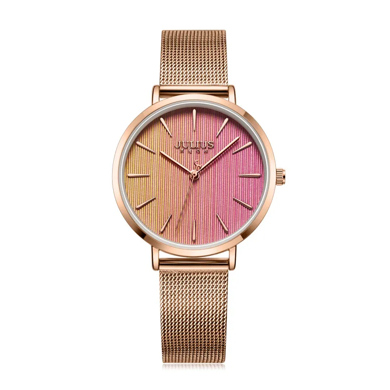 

Gradient Color Women's Watch Japan Mov't Lady Hours Fine Fashion Stainless Steel Bracelet Clock Girl's Cute Gift Julius Box 1198