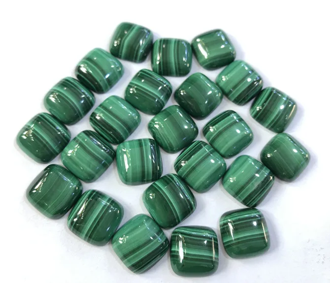 Genuine Malachite Cushion Gemstone 10pcs/Lot Wholesale 12m Sqaure Shape Loose Bead For Jewelry Making Fashion Jewelry accessorie