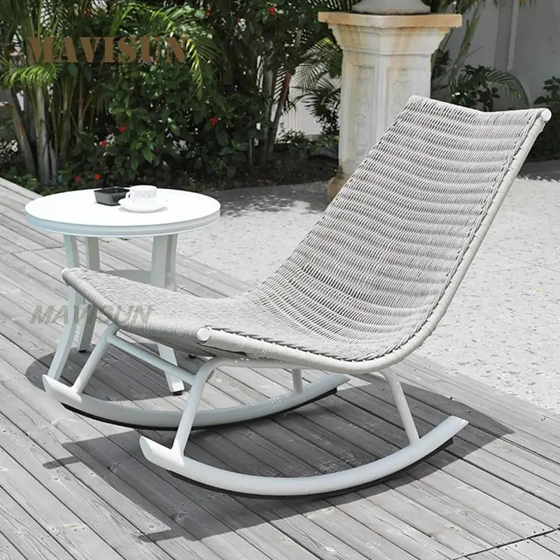 

Lounge Chair Swings Waterproof Sunscreen Patio Balcony Aluminum Alloy Outdoor Leisure Lounger Swimming Pool Rocking Beach Chair