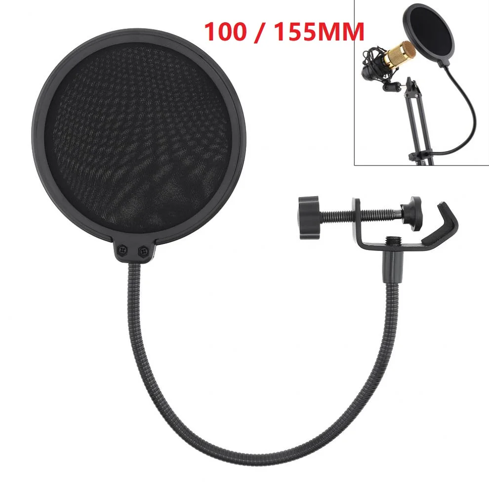 Double Layer Studio Microphone Flexible WindScreen Mask Mic Pop Filter Shield 100/155MM for Speaking Recording Accessories