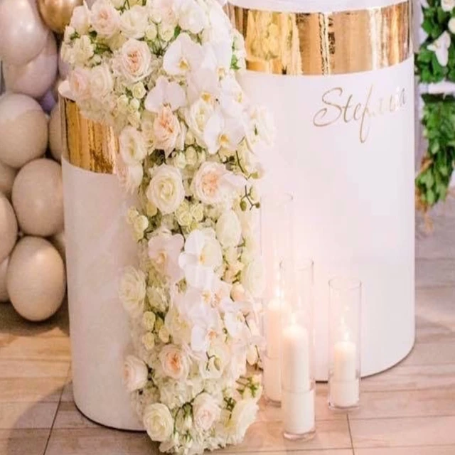 

New style gold mental round pillars column pedestal plinth cylinder wedding stand for wedding party banquet event decor qq65