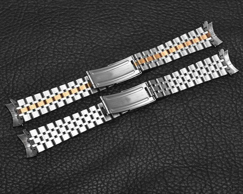 316L Stainless Steel Watch band Watch Strap Bracelet Replacement Men Watchband Curved End For Tudor Princes 19mm Silver Gold