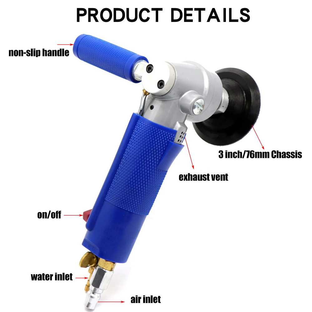 Imagem -03 - Polegada Máquina Pneumática da Ferramenta do Polidor Molhado do Moinho da Água-alimentação da Lixadeira do ar para o Polimento de Pedra do Granito de Quartzo do Mármore Lixadeira Orbital Moedor Politriz Afiador de fa 4