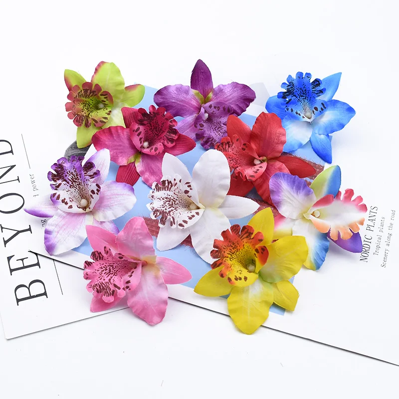 10 Pieces Thai Butterfly Orchid Wedding Bridal Accessories Clearance Diy Gifts Candy Box Home Decor Artificial Flowers Cheap