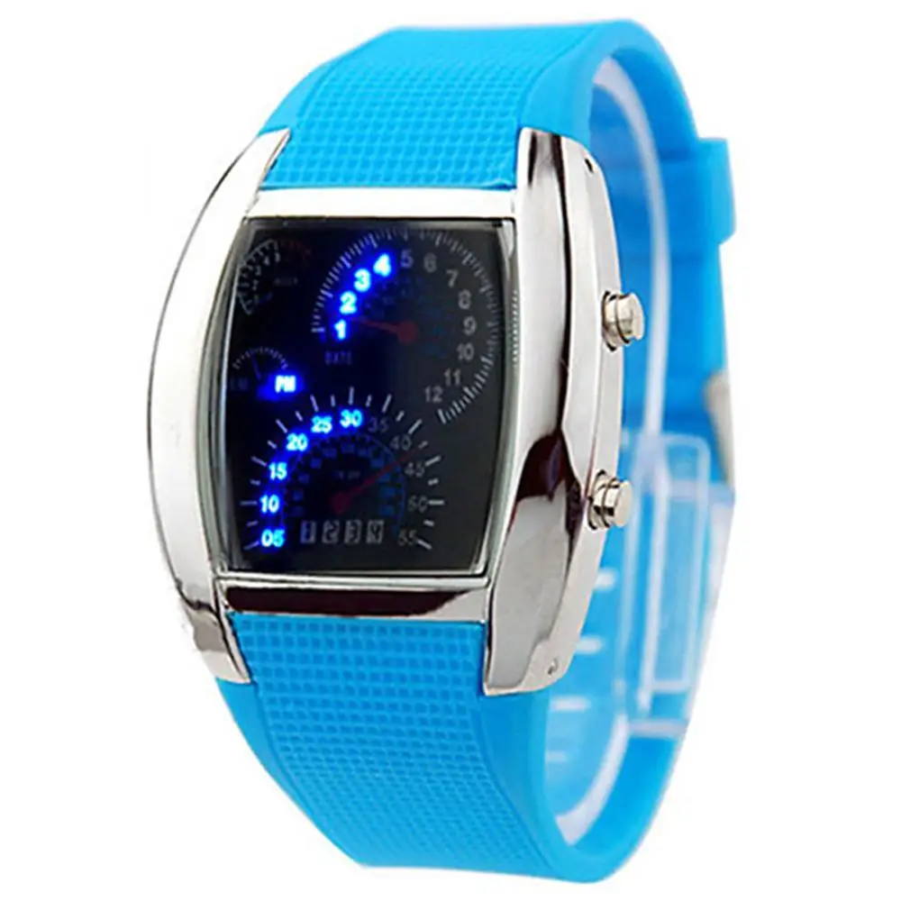 Fashion Men\'s Women\'s Sport LED Dashboard Pattern Dial Digital Wrist Watch Gift