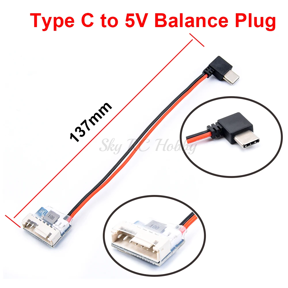 Type C to 5V Balance Plug Power Cable Charging Cable for GoPro Hero 6/7/8/9/10/11 for RC FPV Drone Part