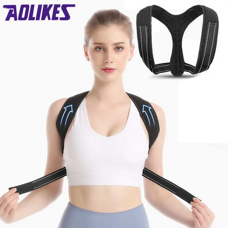 AOLIKES Back Posture Corrector Protective Band Adjustable Humpback Orthosis Straight Back Belt Back Fix Shoulder Corset Support