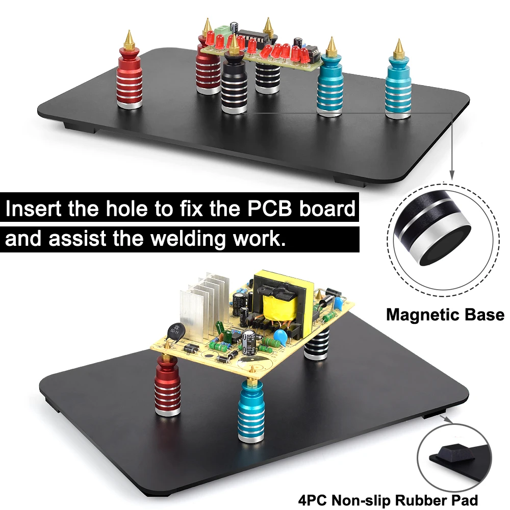 Imagem -02 - Newacalox Base Magnética Pcb Placa Fixação Clipe Titular Estação de Solda Assistente Braço Flexível Solda Terceira Mão Ferramenta