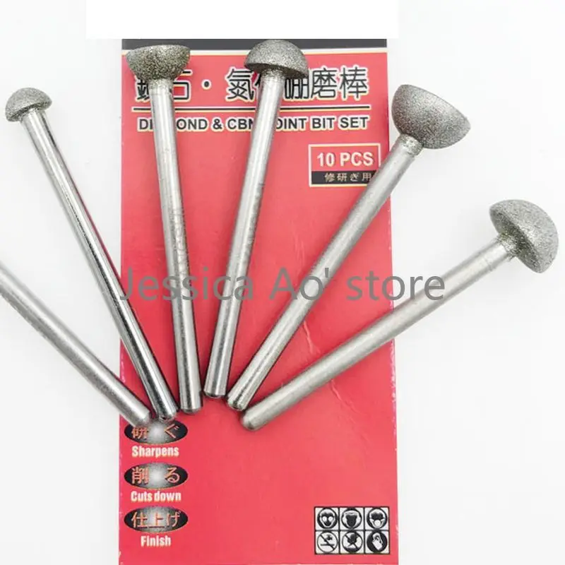 10 pz emisfero diamante utensili abrasivi CBN boro nitruro pietra intaglio foro riparazione giada intaglio stampo condimento pietra smerigliatrice