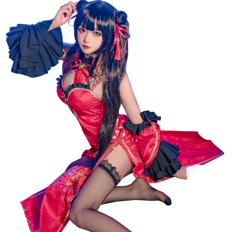 

Anime DATE A LIVE Tokisaki Kurumi Cheongsam Sexy Cosplay Costume Chinese Dress A