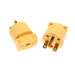 US NEMA 6-15P Industry Power Converter Plug American 3-pole Locked Plug Rewireable Copper Connector 15A 125V Yellow