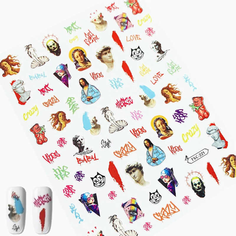 

TSC series TSC-200-202 Abstract beauty 3D Back glue Self-adhesive Nail art Nail sticker decoration tool Sliders For Nail Decals
