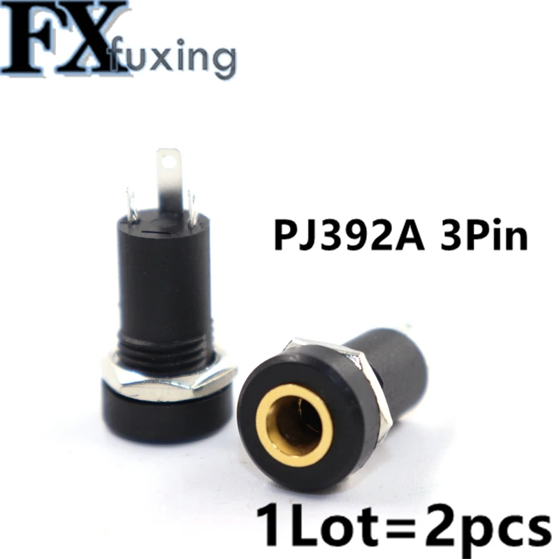 2PCS 3.5MM Audio Jack Socket 3 Pole Black Stereo Solder Panel Mount Gold With Nuts Connector Video iInput Headphone Holder Hot