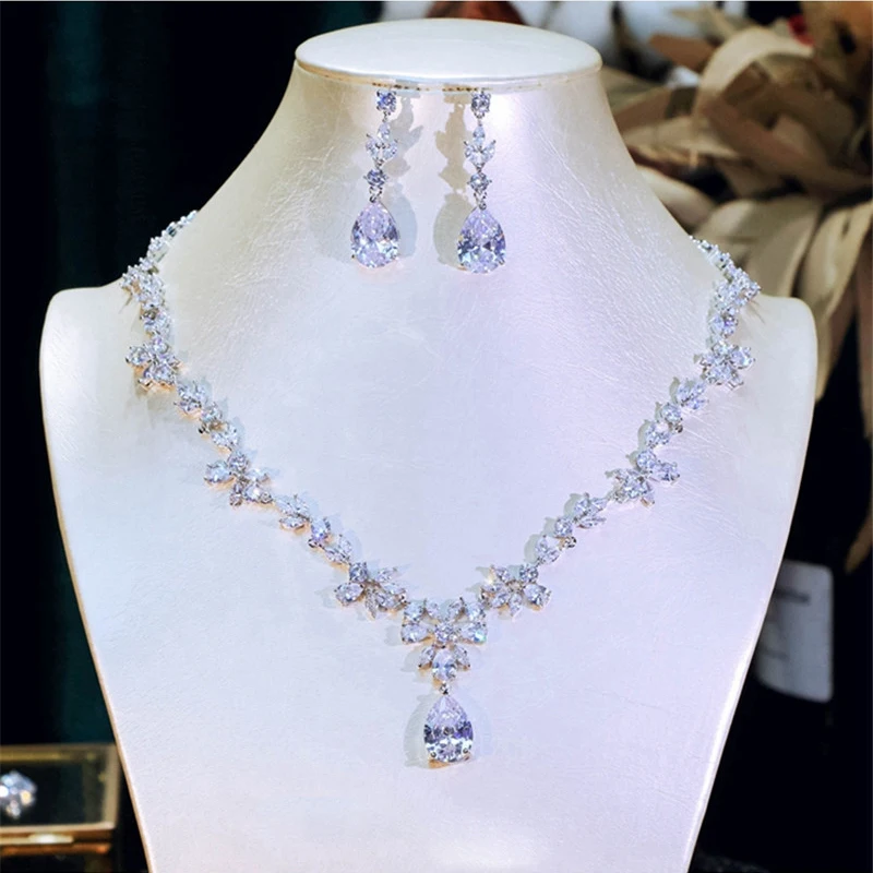 

Fine Jewelry Sets For Women S925 Sterling Necklace Earring High Quality Floral Design Earrings Bridal Engagement Party Accessor