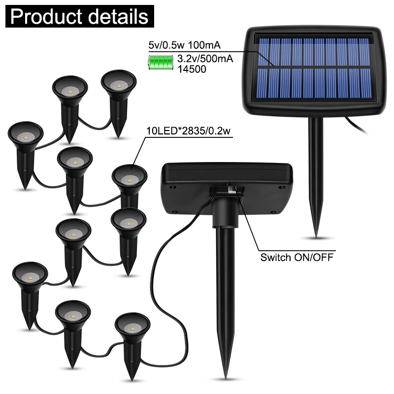 Solar In-Ground Lights 10in1 Solar Garden Light Outdoor Waterproof Landscape Lighting for Yard Walkway Patio Driveway Decoration