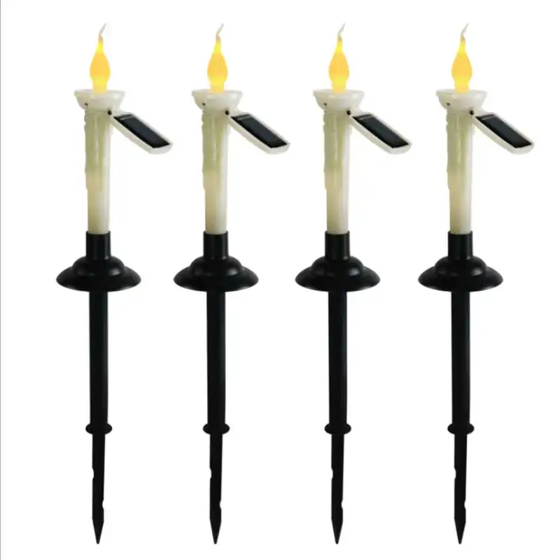 

4 Pieces Flameless LED Solar Pillar Taper Candles,Battery Operated Decorative Rechargeable Candlesticks For Home Garden