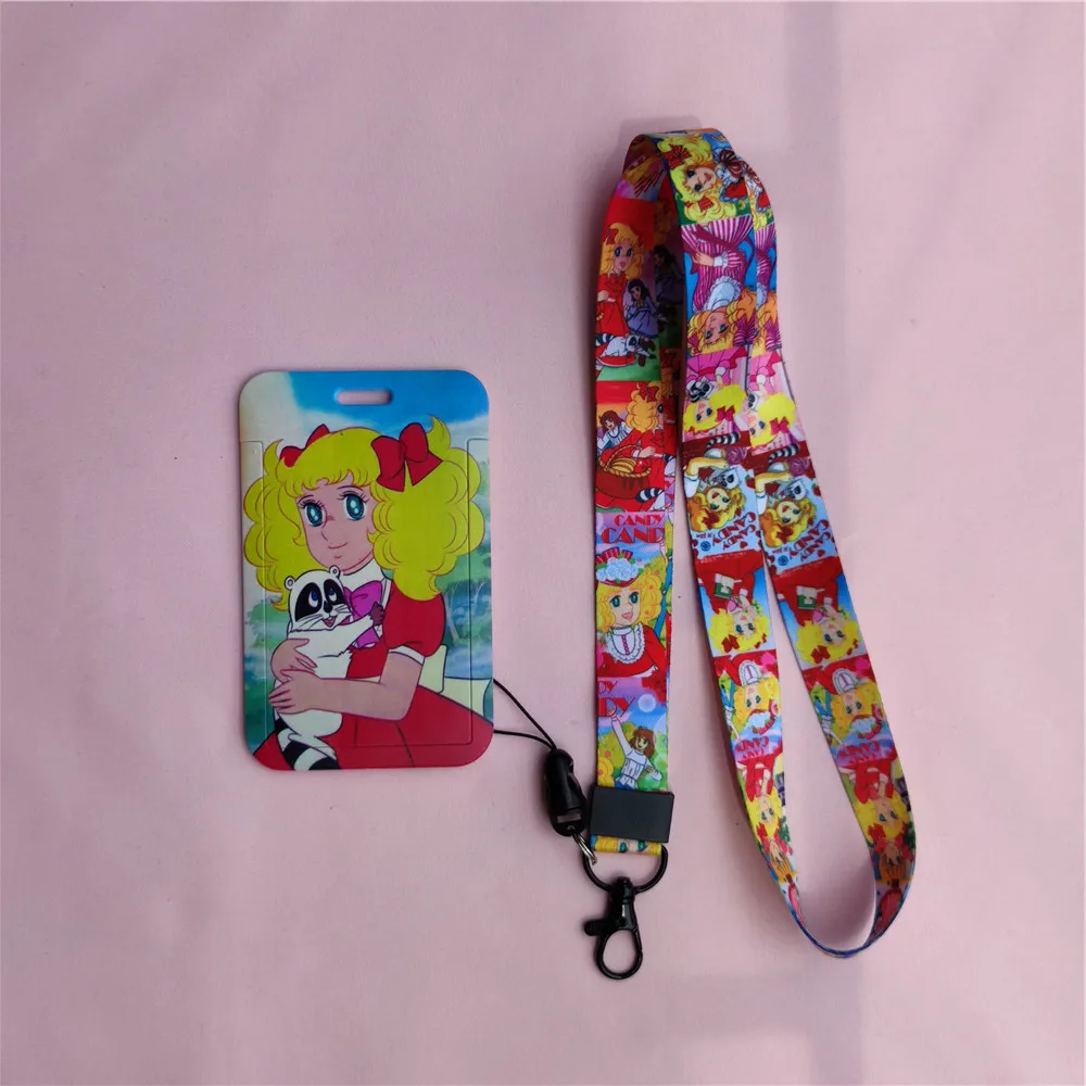 Girl Candy Candy Card Holder Lanyard Women Business Badge Card Case Retractable Clip Horizontal ID Card Holders Neck Strap Belt